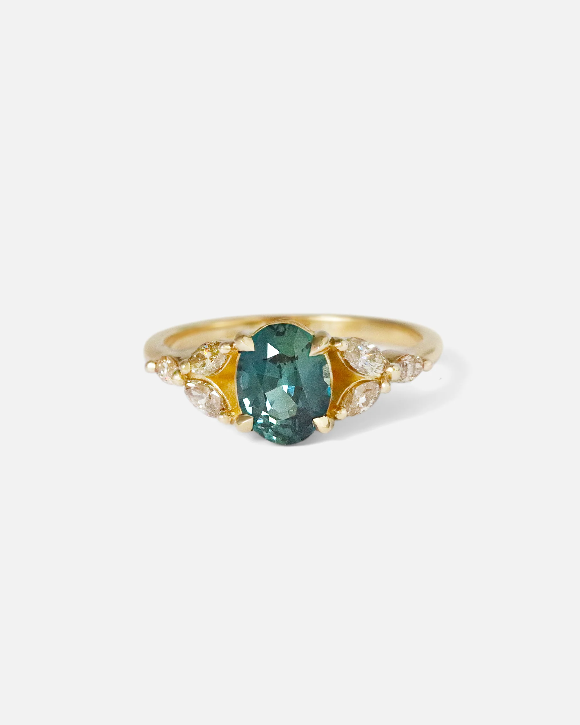 Aster Ring / Teal Sapphire & Champagne Diamond