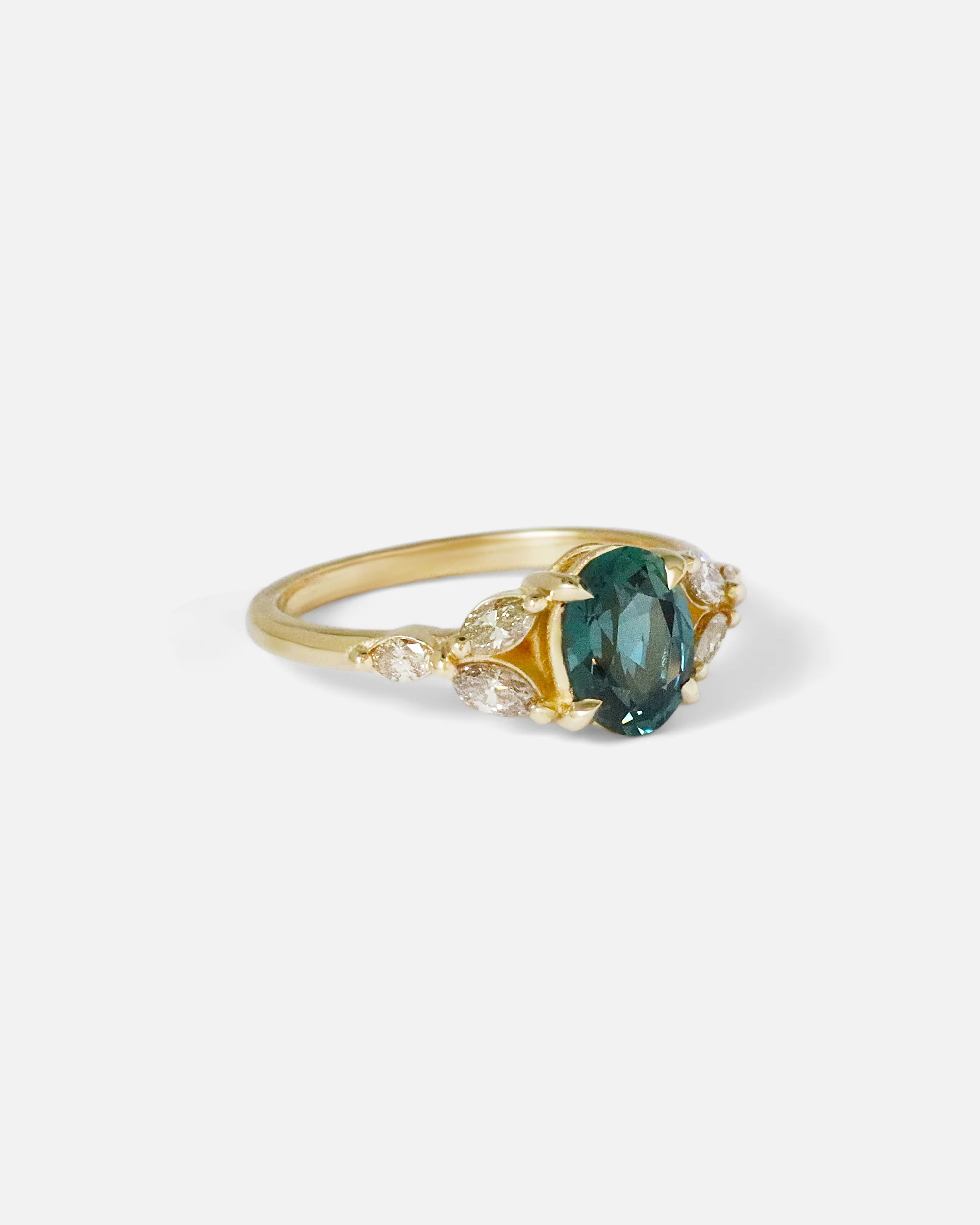 Aster Ring / Teal Sapphire & Champagne Diamond - Image 2