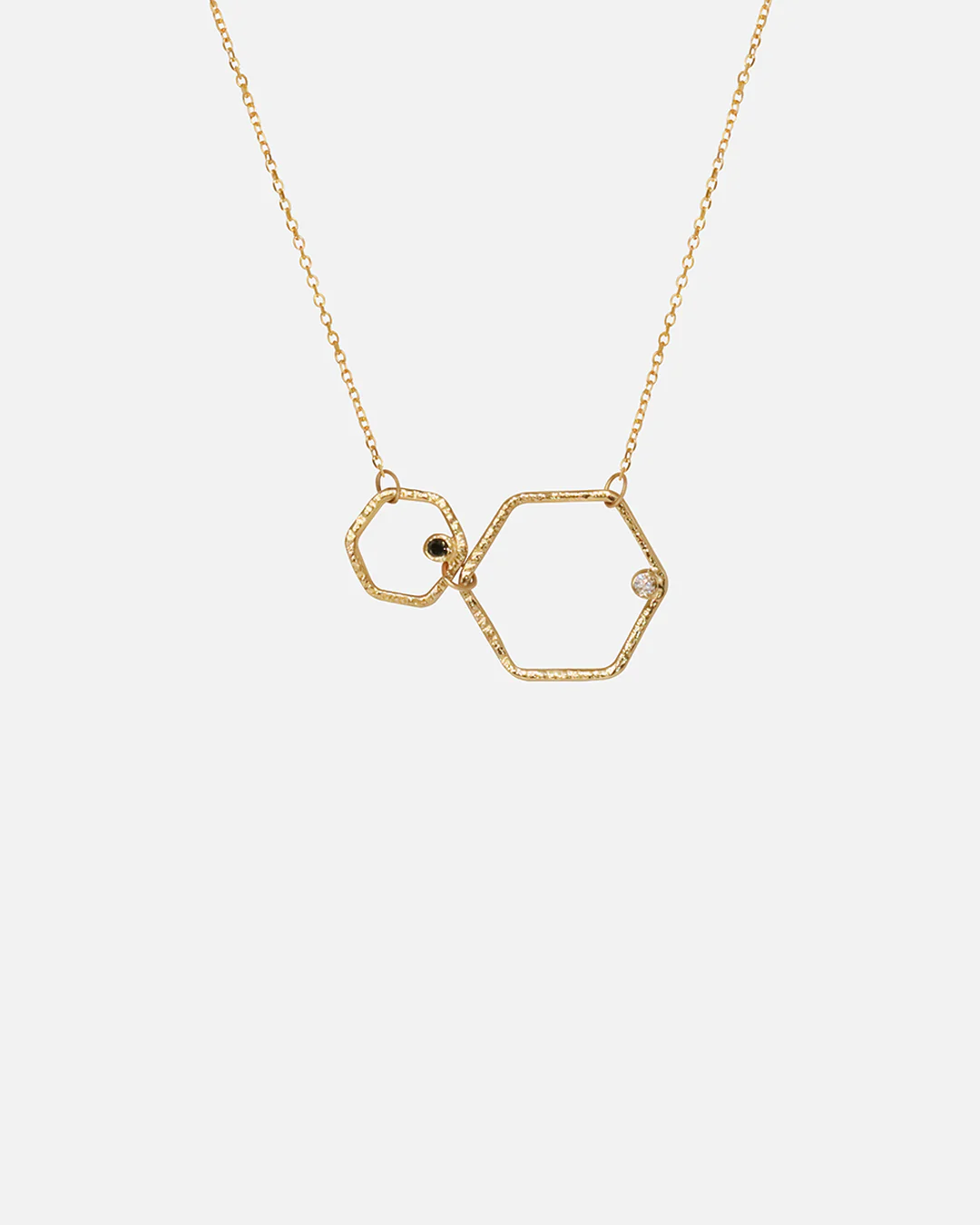Hexagon Necklace / Black and White Diamonds