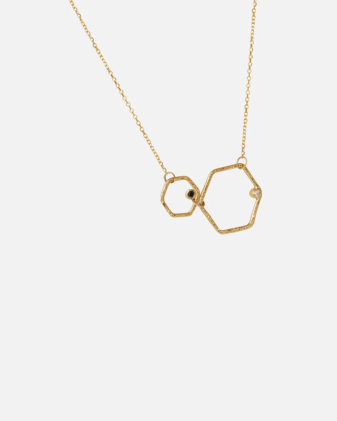 Hexagon Necklace / Black and White Diamonds - Image 2