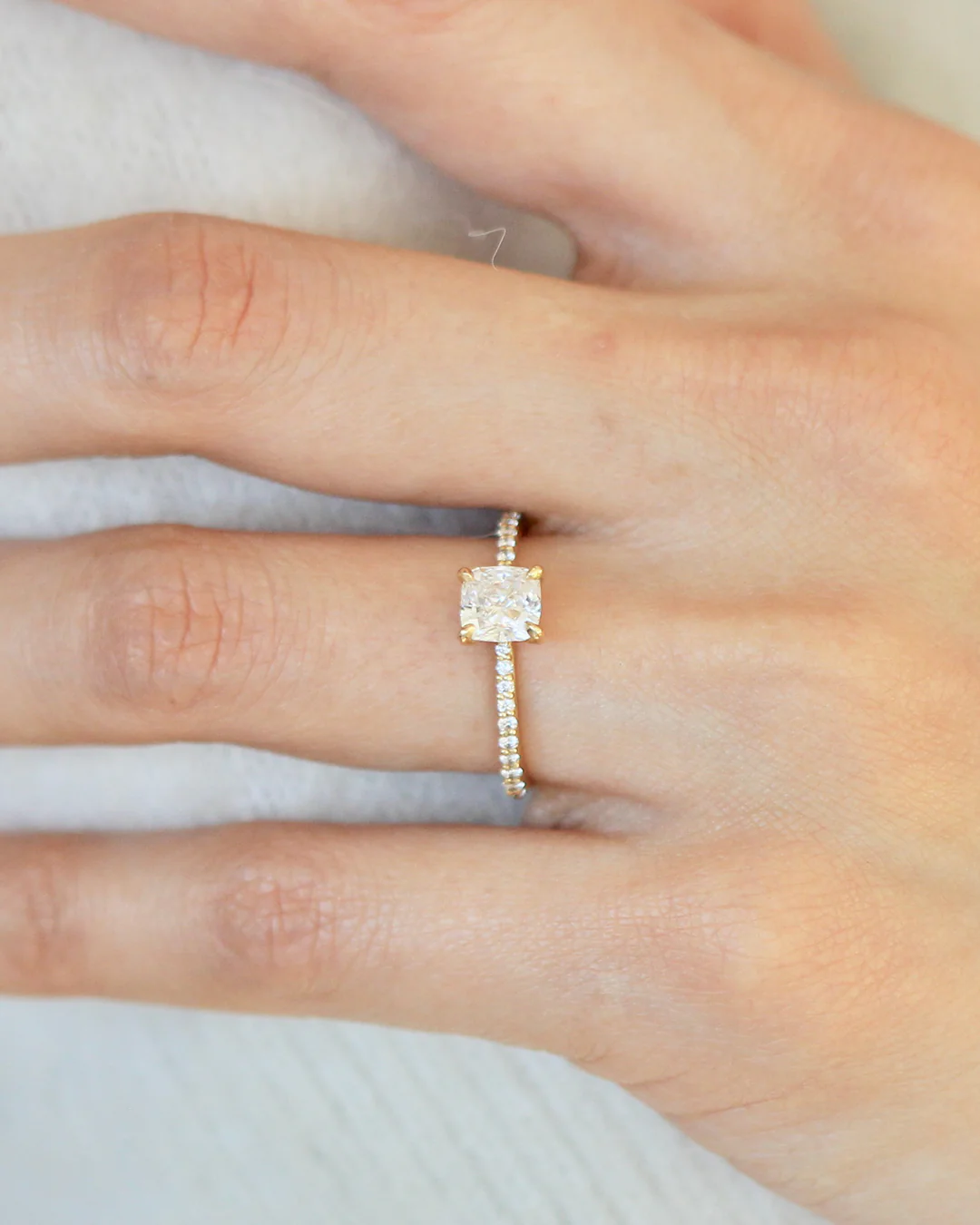 Lara / White Cushion + Pave Ring - Image 5