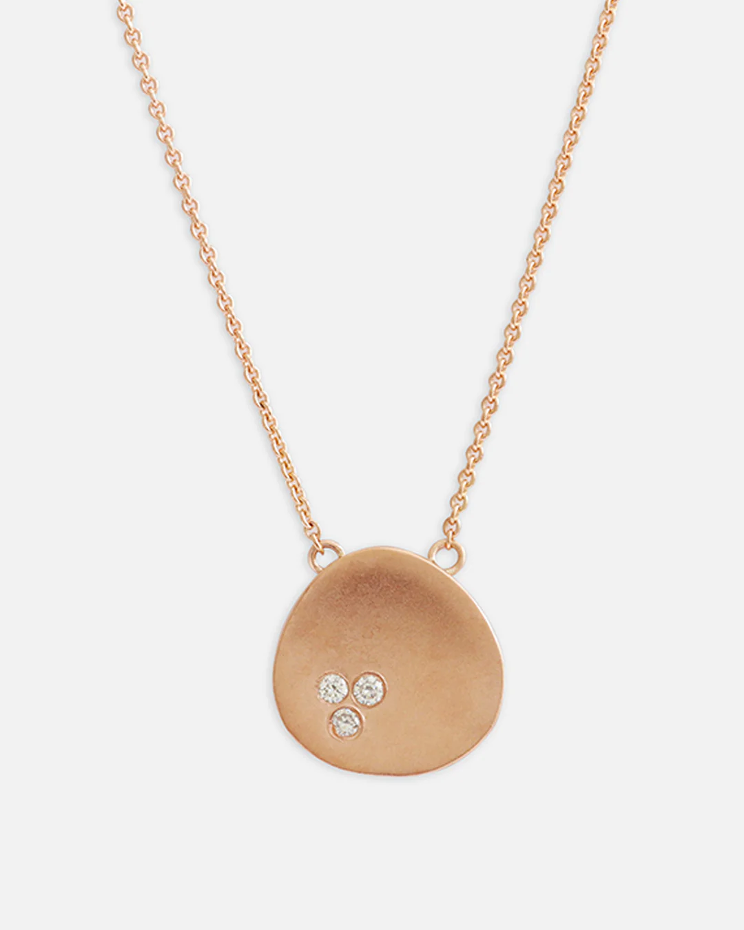 Leaf / Large Rose Gold + Diamonds Pendant