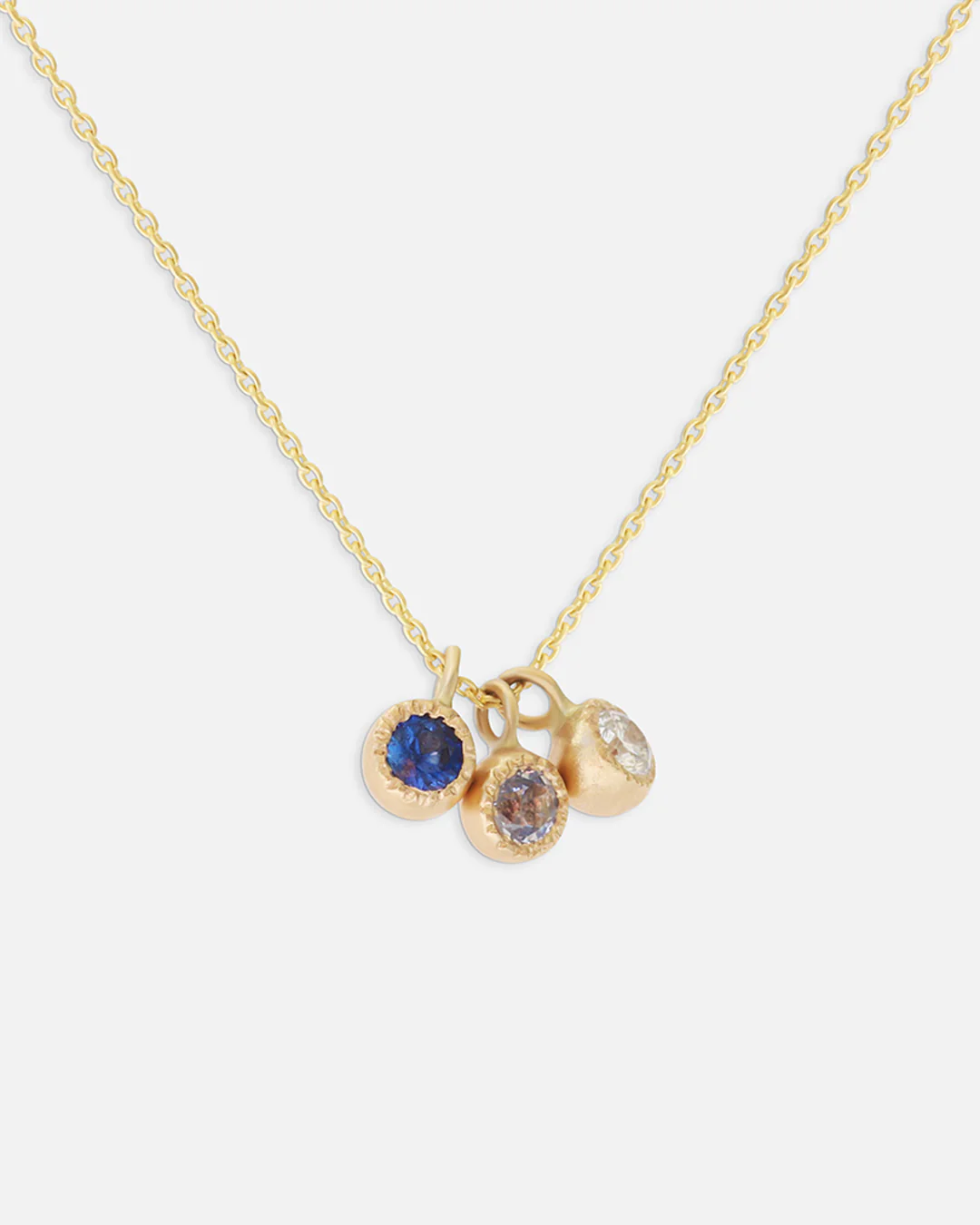 Melee Ball / Triple Diamond & Light Blue Sapphire Pendant - Image 3