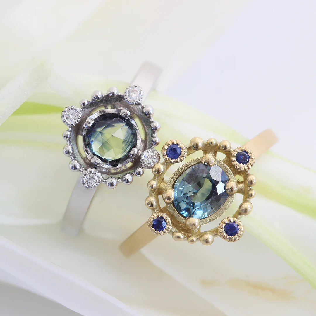 Melee Halo / E11 Bi-Color Sapphire Ring - Image 3