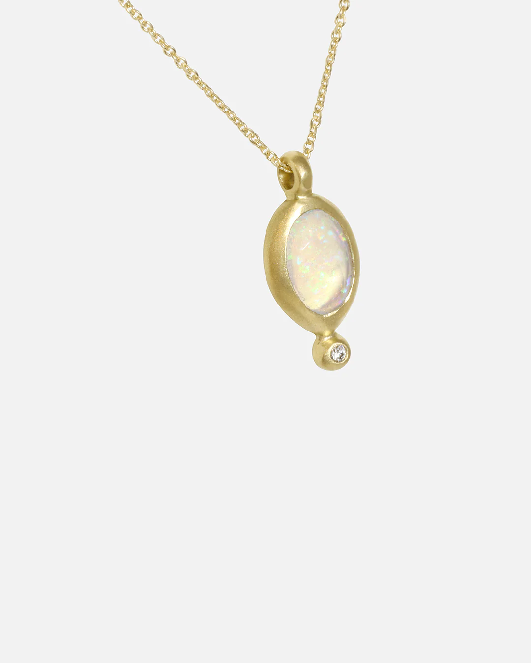Nugget / Mexican Fire Opal with Melee Diamond Pendant - Image 3