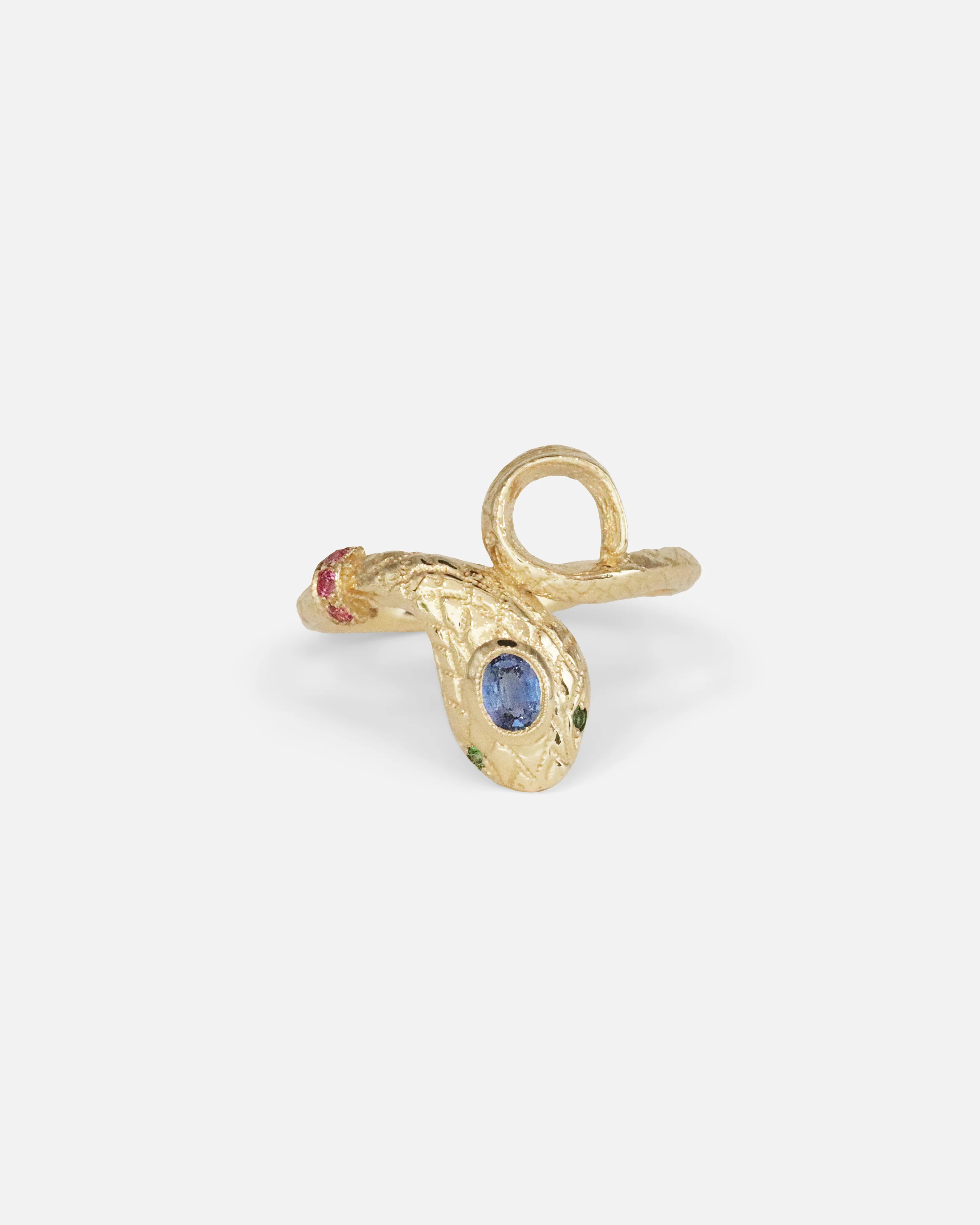 Ornata Ophidia Ruby Collar Ring / Blue Sapphire