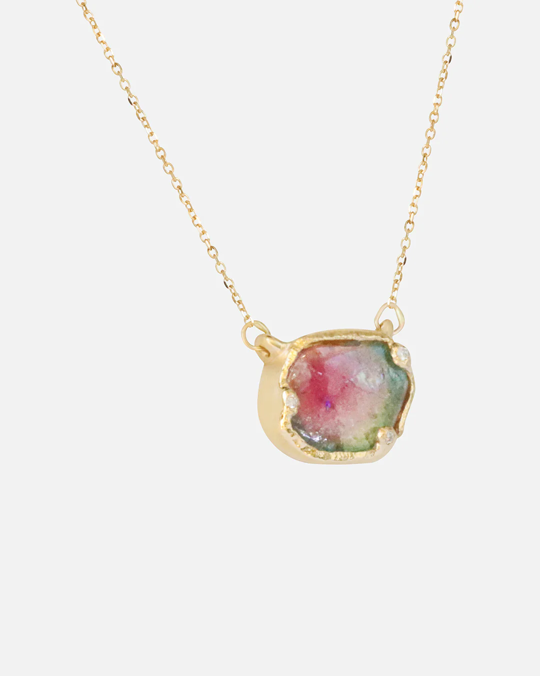 Oval Watermelon Tourmaline and Diamond / Pendant - Image 2