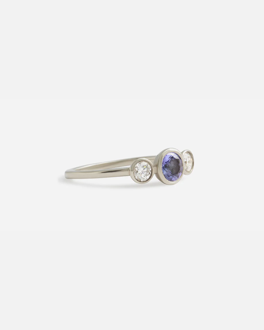 Pave 3 Stone Ring / Tanzanite + Diamonds - Image 3