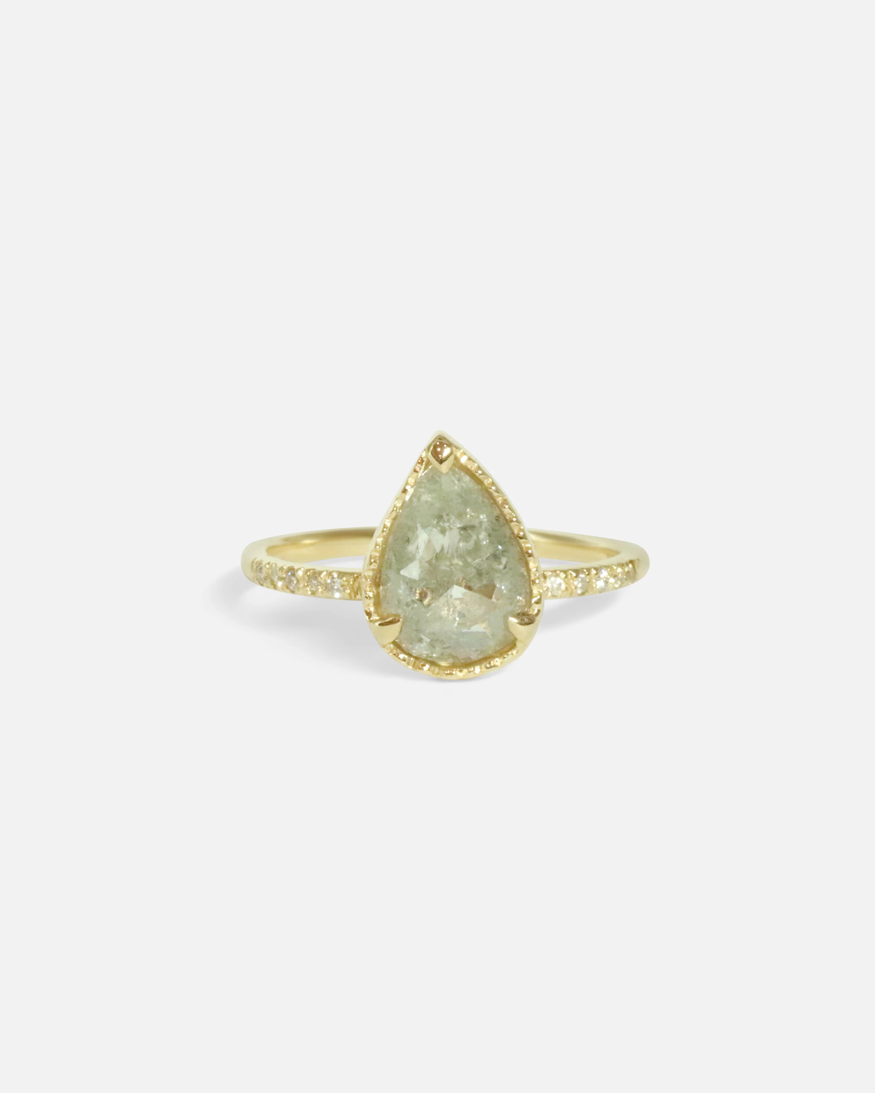 Rose Cut Pear Grey Diamond Ring