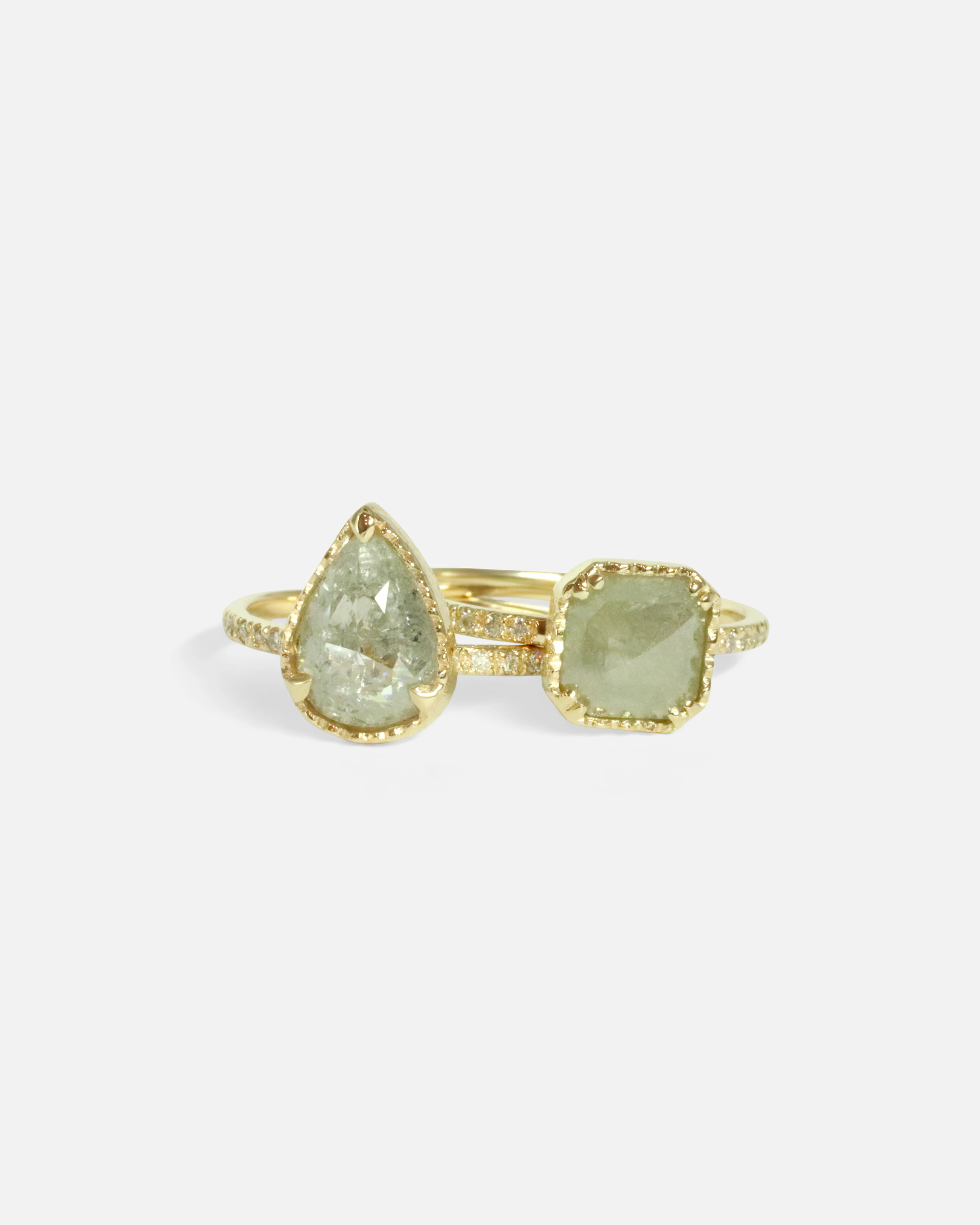 Rose Cut Pear Grey Diamond Ring - Image 3