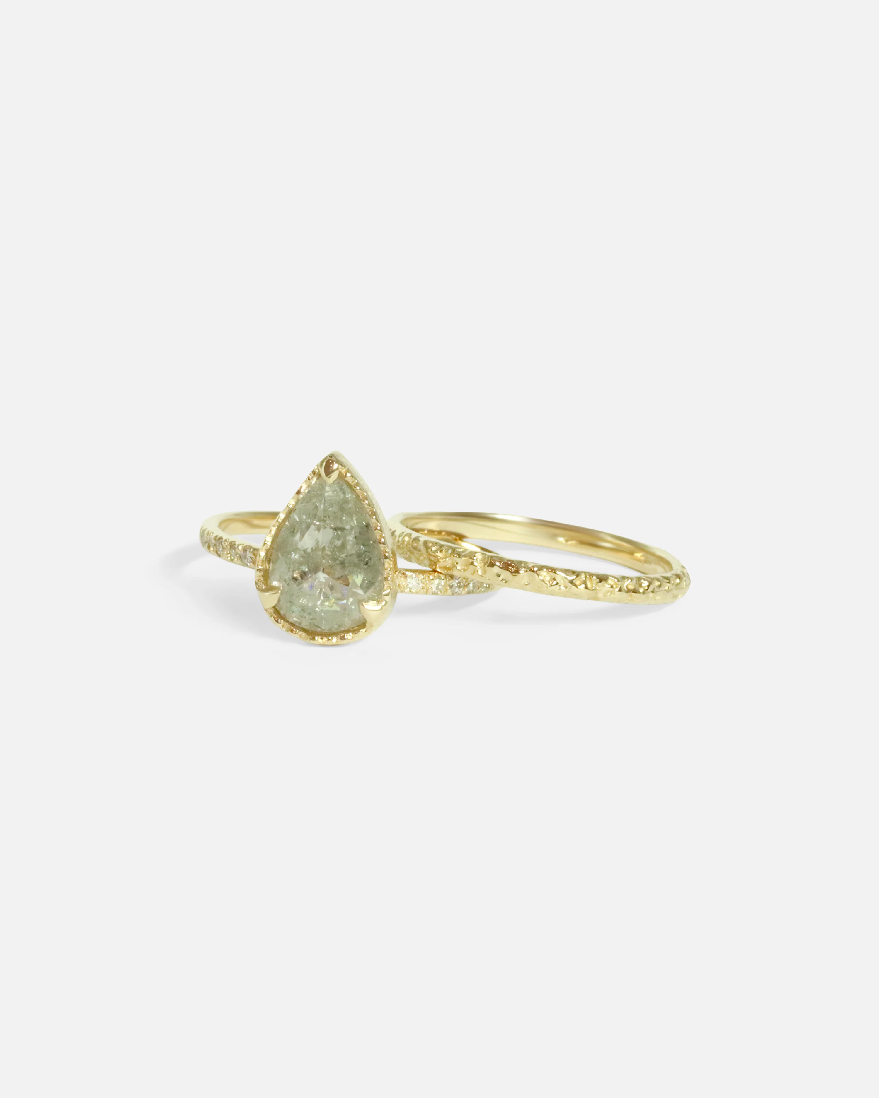 Rose Cut Pear Grey Diamond Ring - Image 4