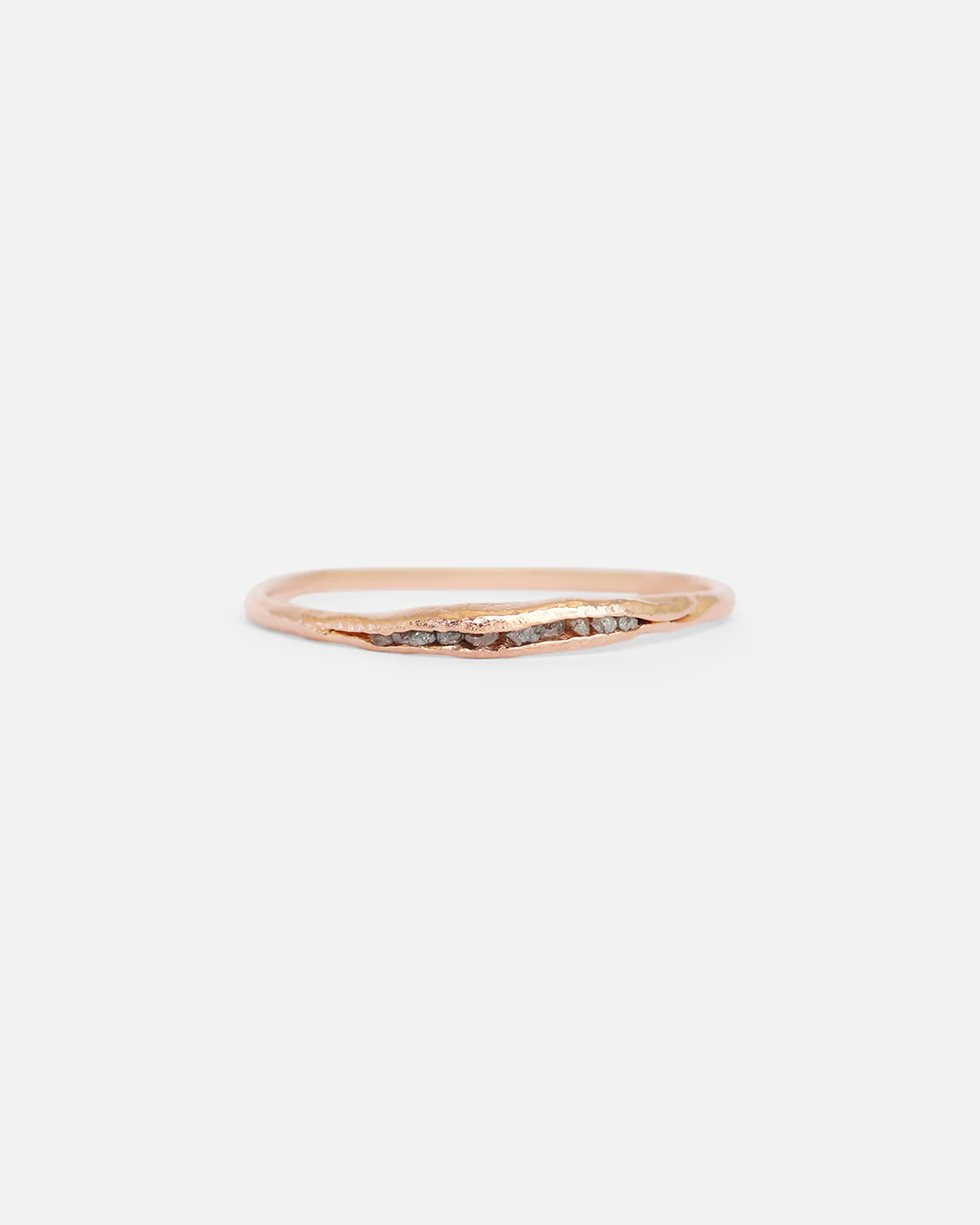 Tiny Rough Grey Diamond / Ring in Rose Gold