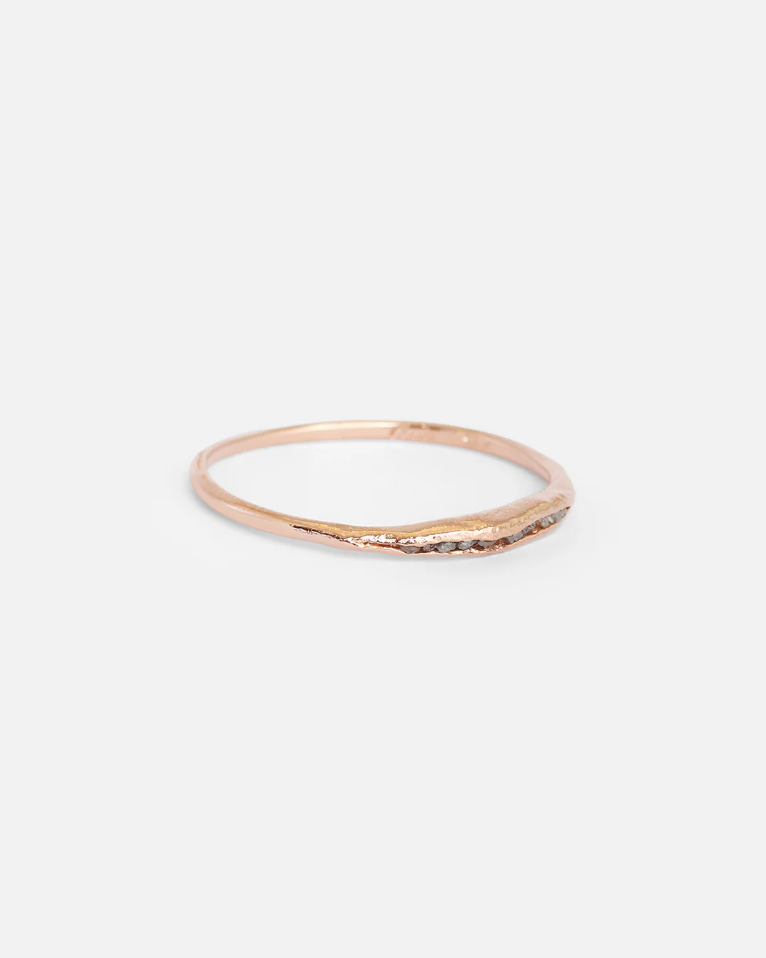 Tiny Rough Grey Diamond / Ring in Rose Gold - Image 2