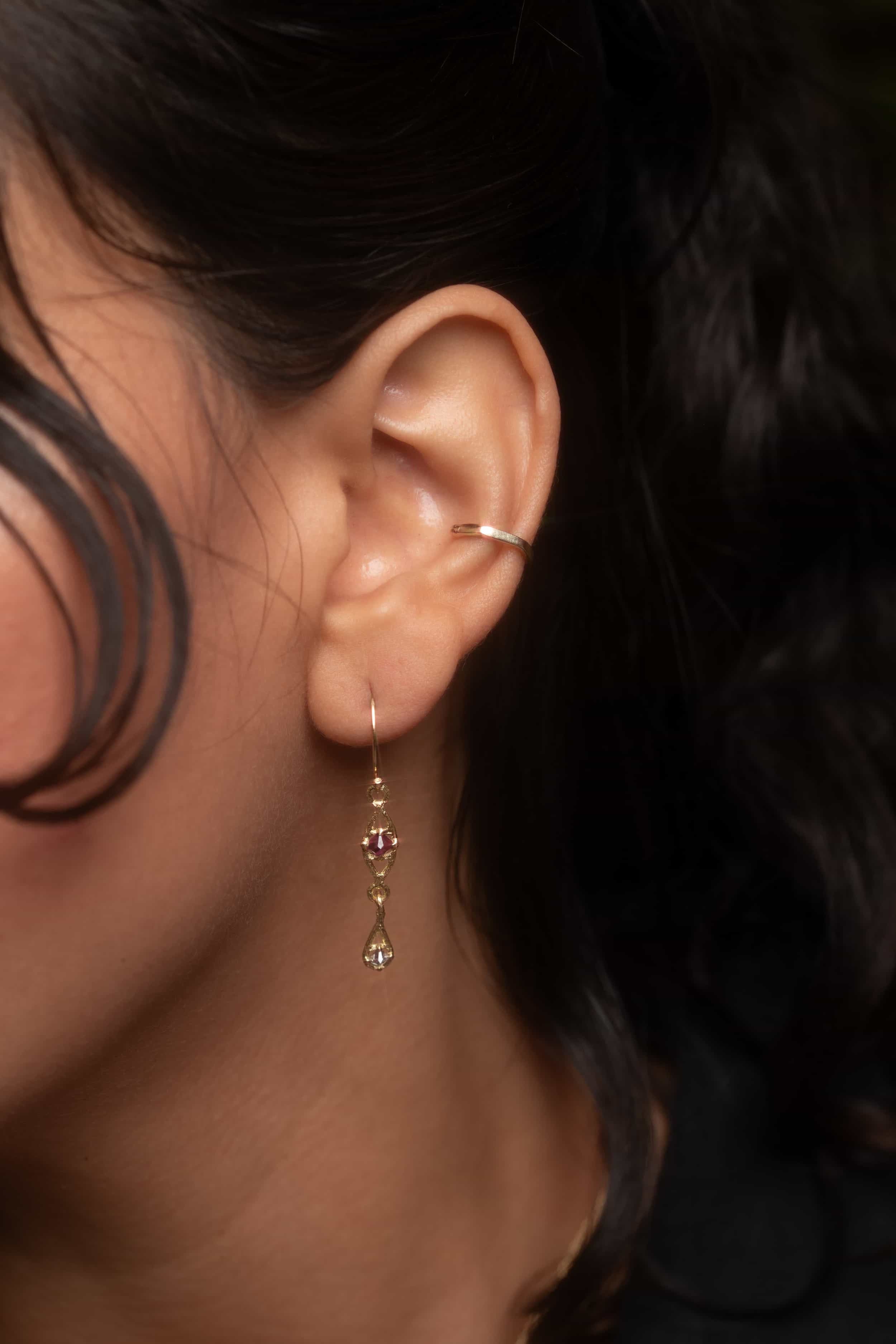 Silk / Pyramid Ruby Earrings - Image 3