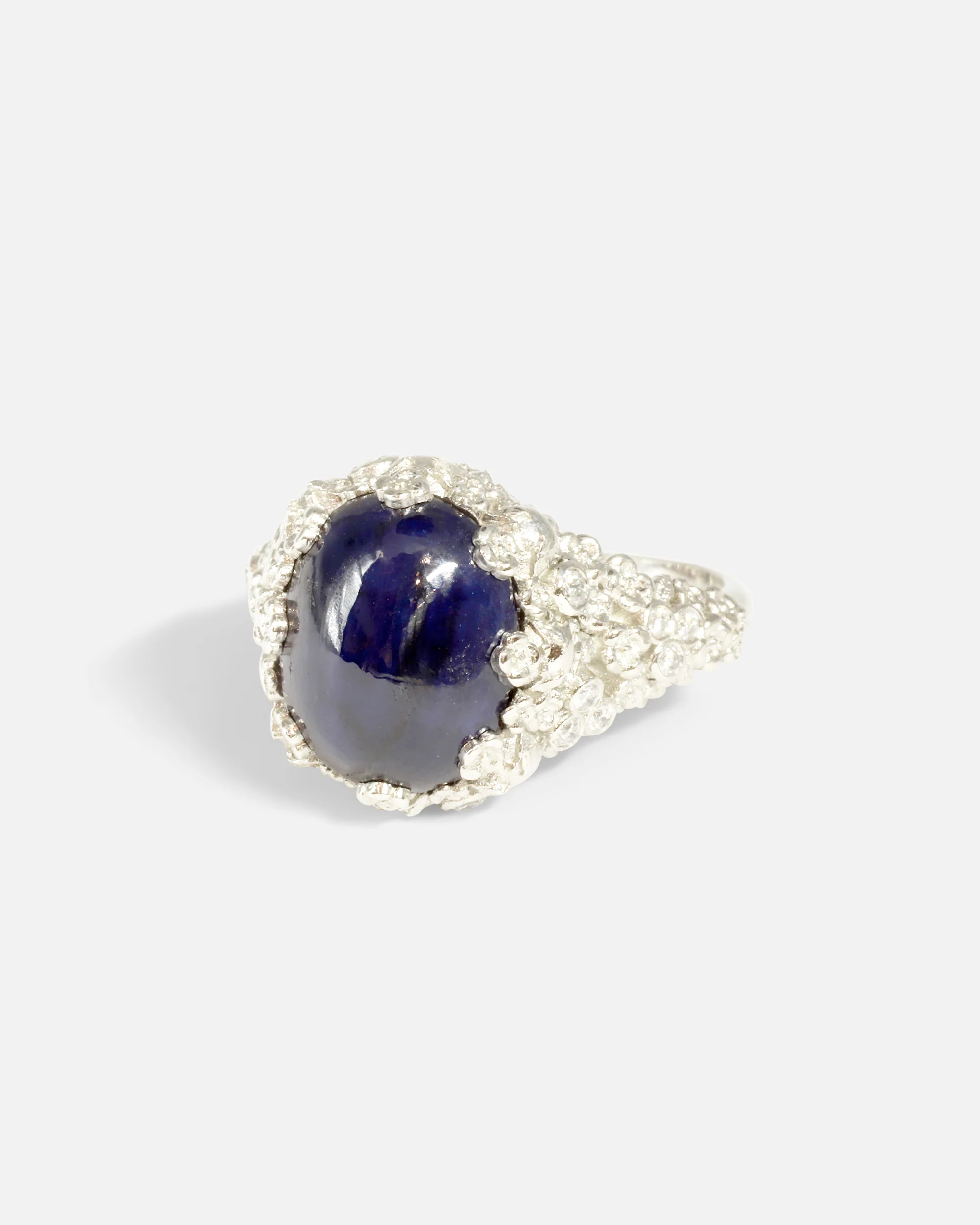 Skulls & Flowers / Sapphire & Diamond Ring - Image 3