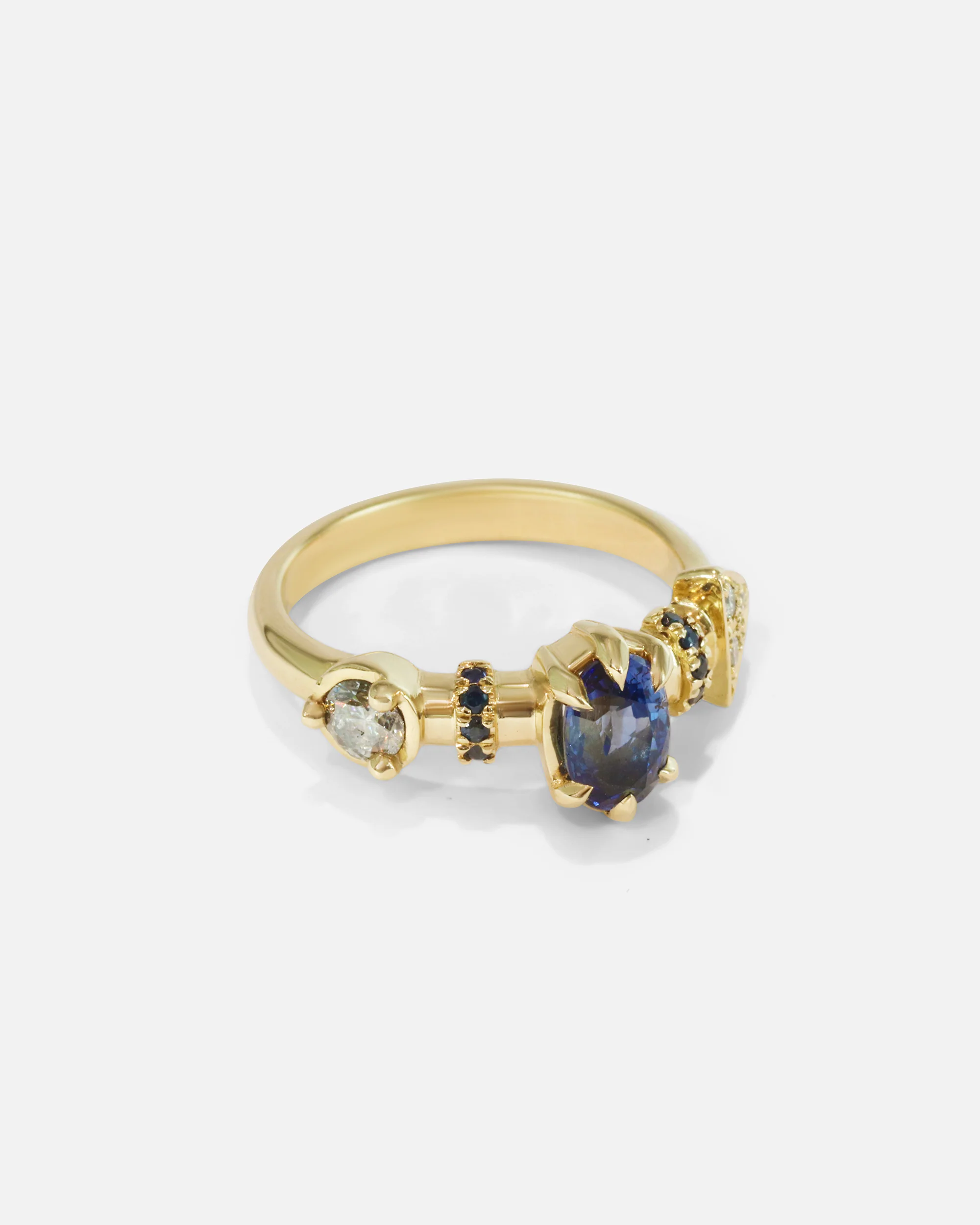 Supernova Blue Sapphire and White Diamond Ring - Image 2