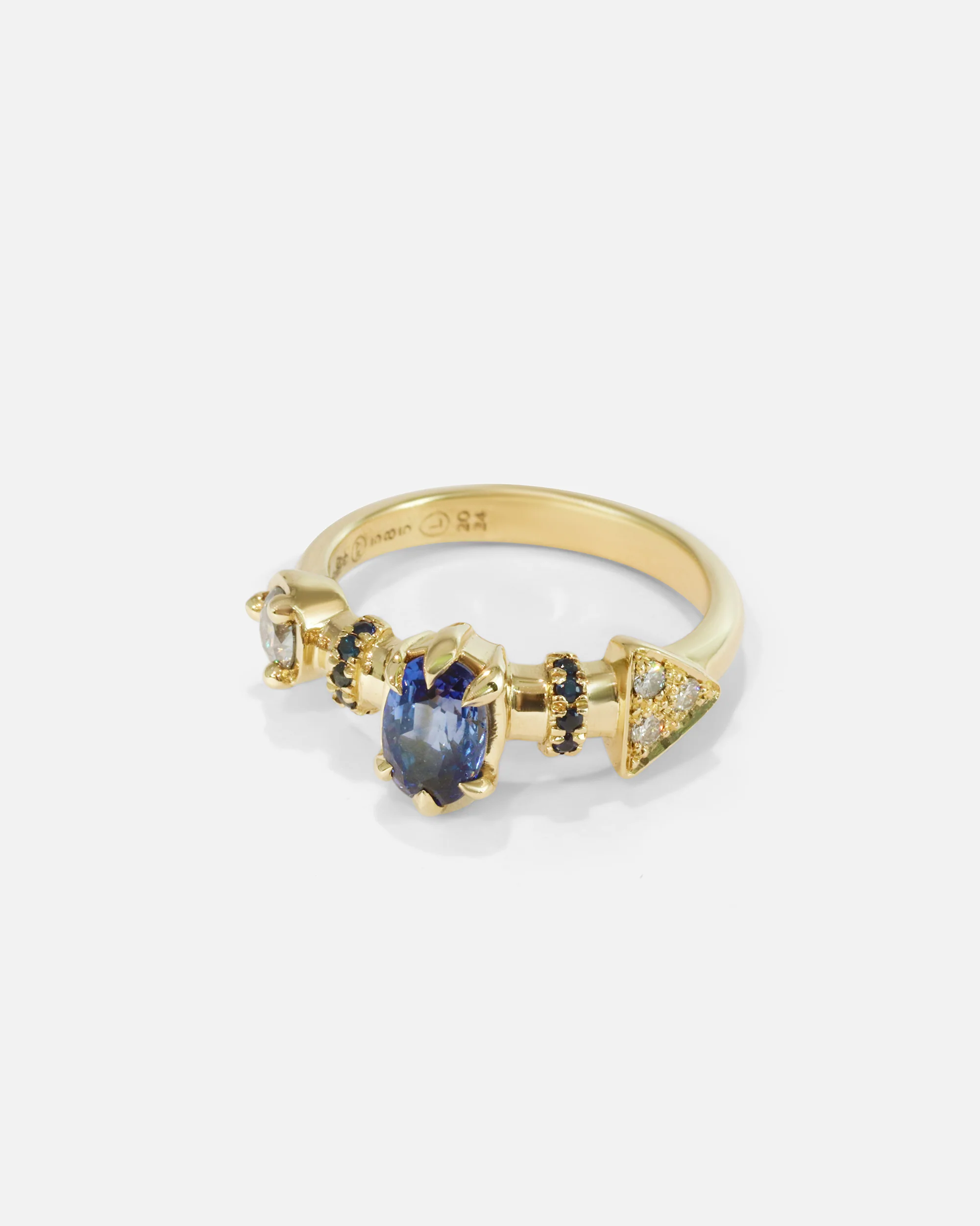 Supernova Blue Sapphire and White Diamond Ring - Image 3