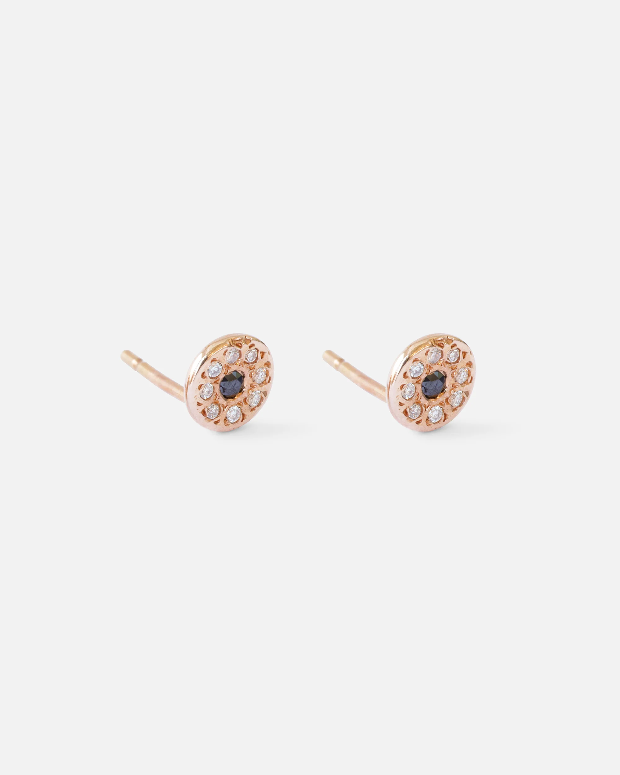 White & Black Diamond Disk / Rose Studs - Image 2