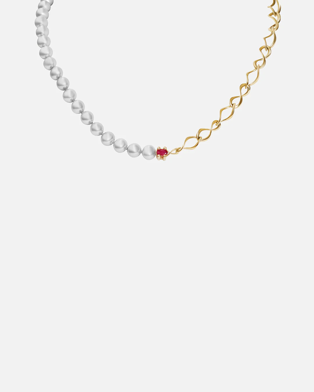 X Nucleus Chain Pearl Necklace / Ruby