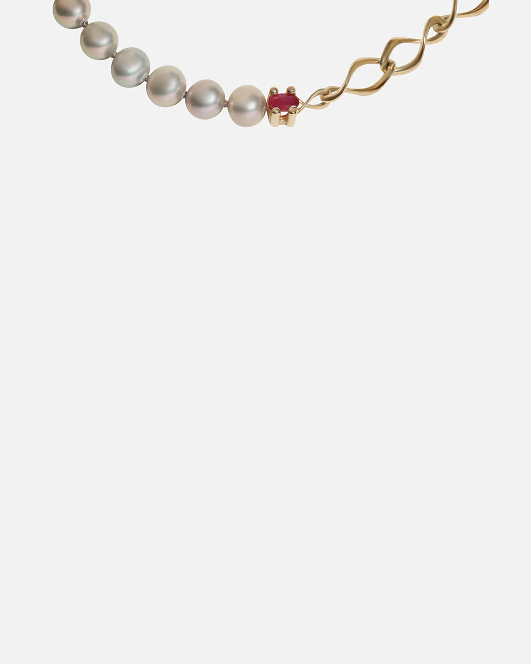 X Nucleus Chain Pearl Necklace / Ruby - Image 3