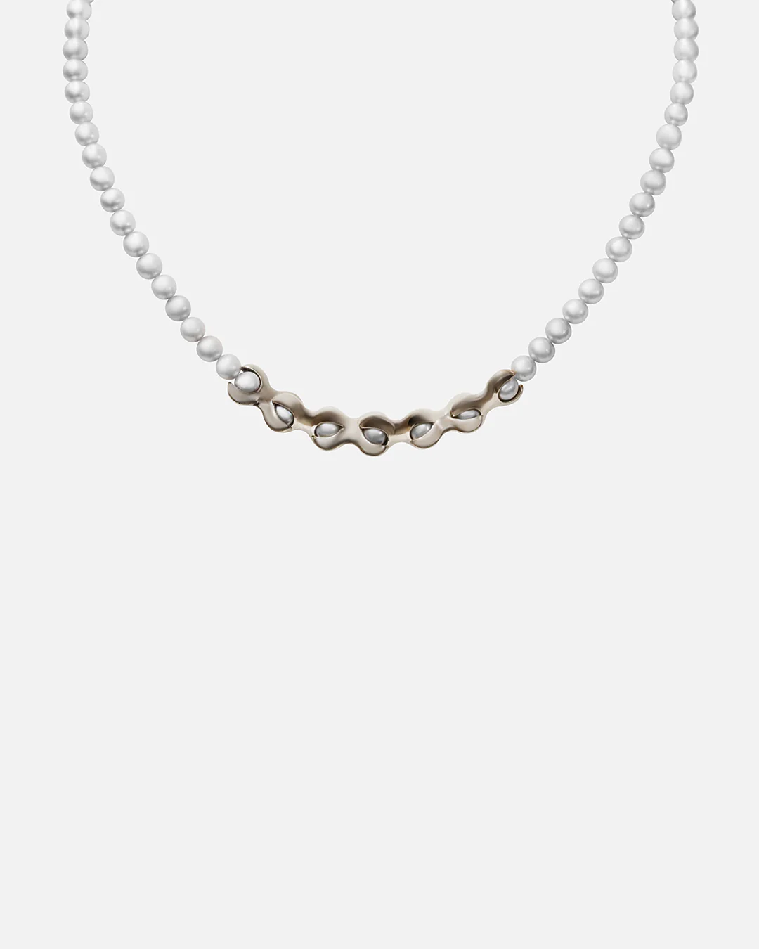 X Pearl Necklace / 3mm Grey Pearls