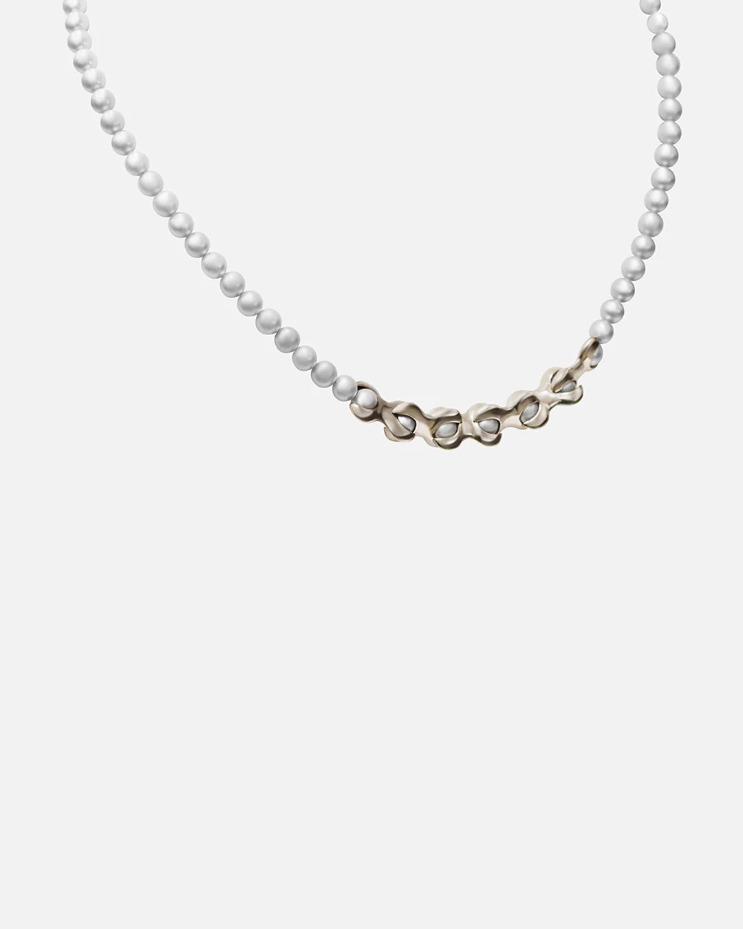 X Pearl Necklace / 3mm Grey Pearls - Image 2