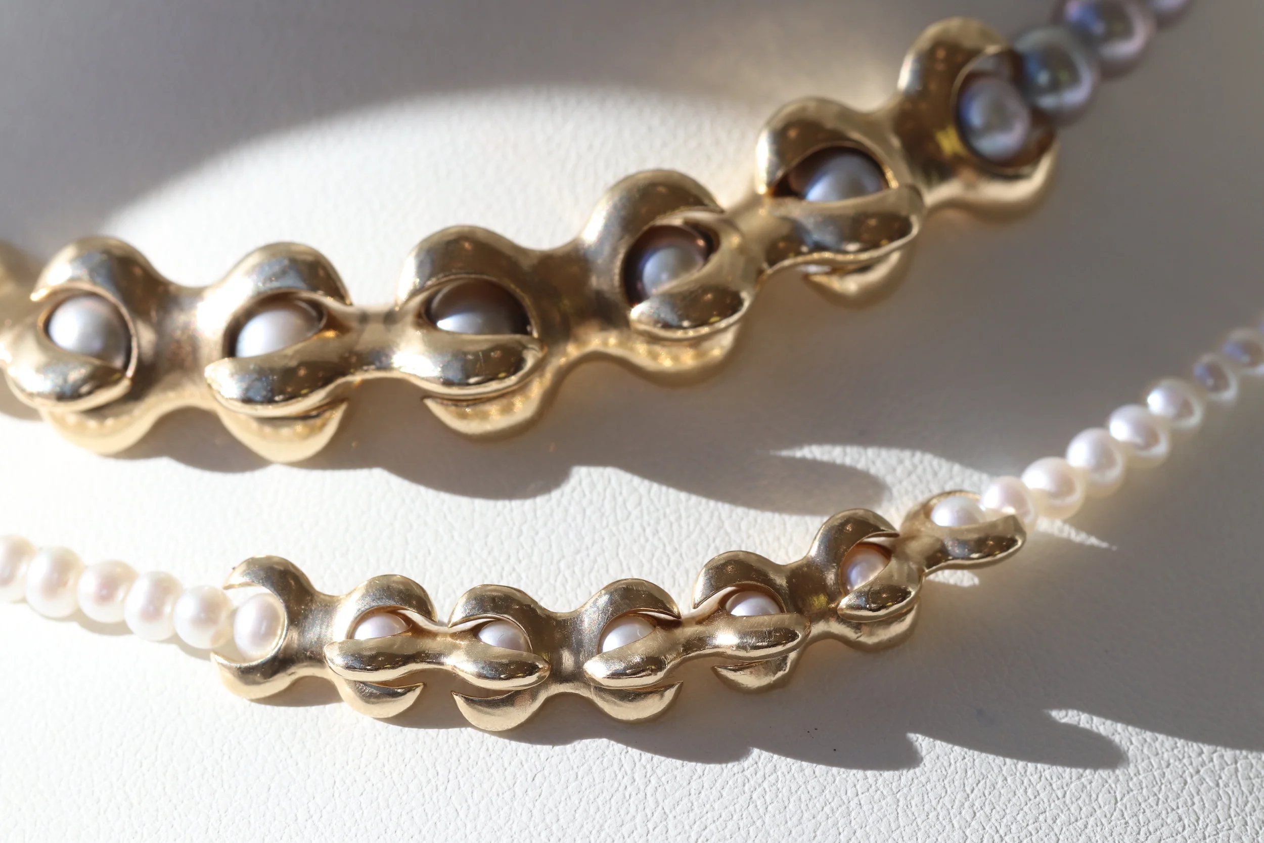 X Pearl Necklace / 3mm White Pearls - Image 3