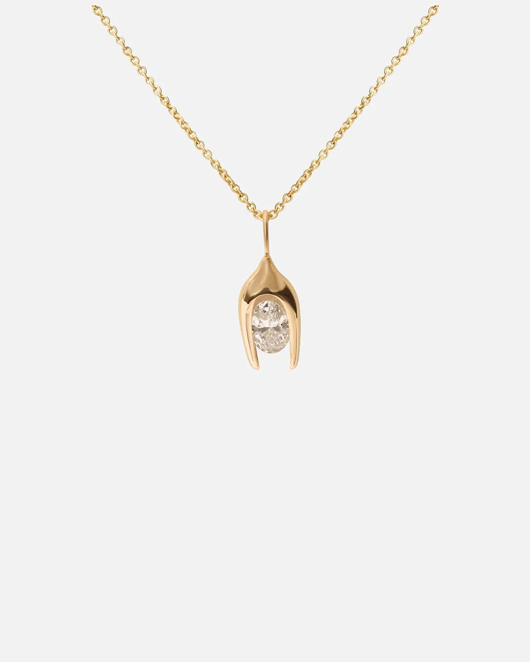 Y Oval Pendant in Yellow Gold