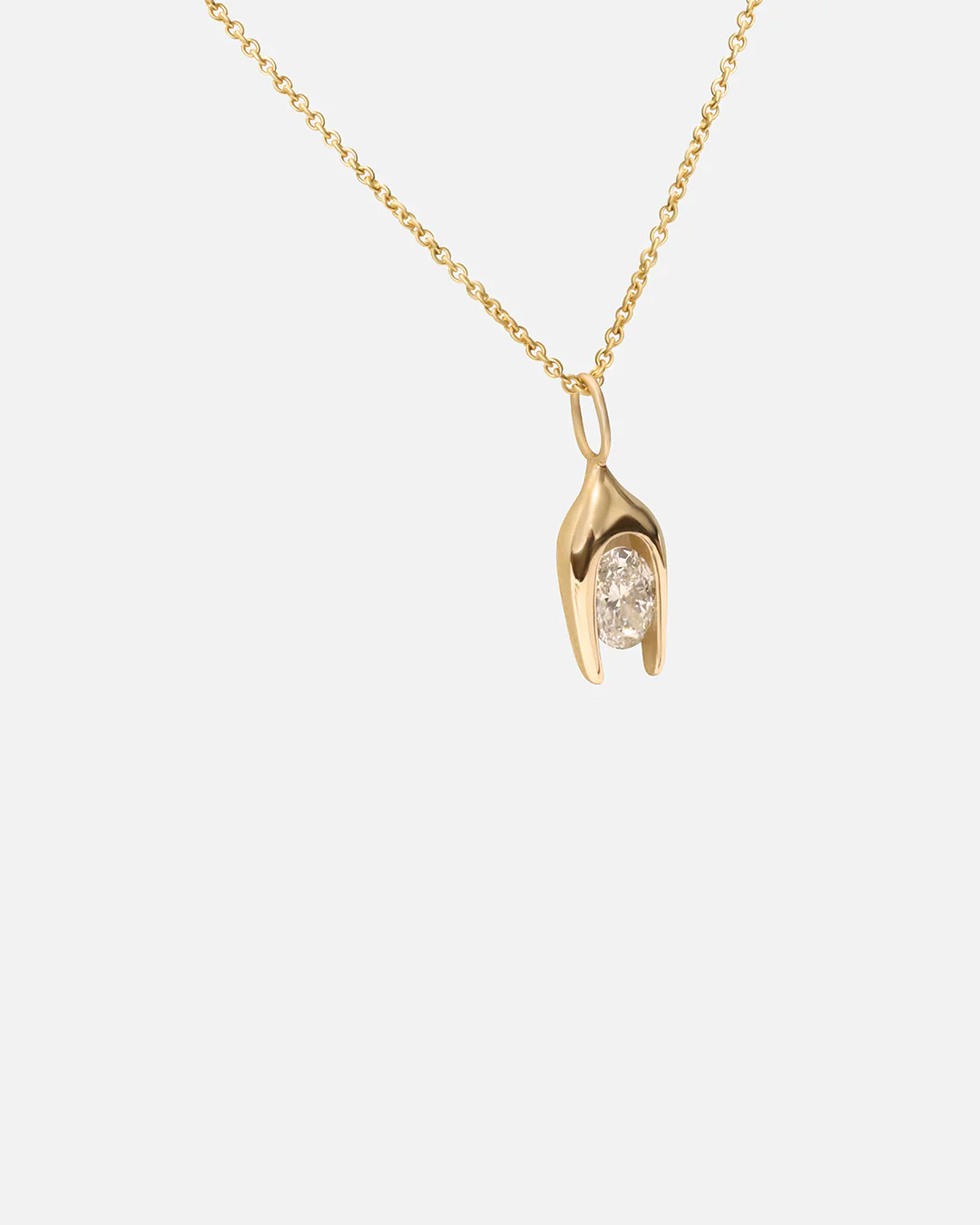 Y Oval Pendant in Yellow Gold - Image 2